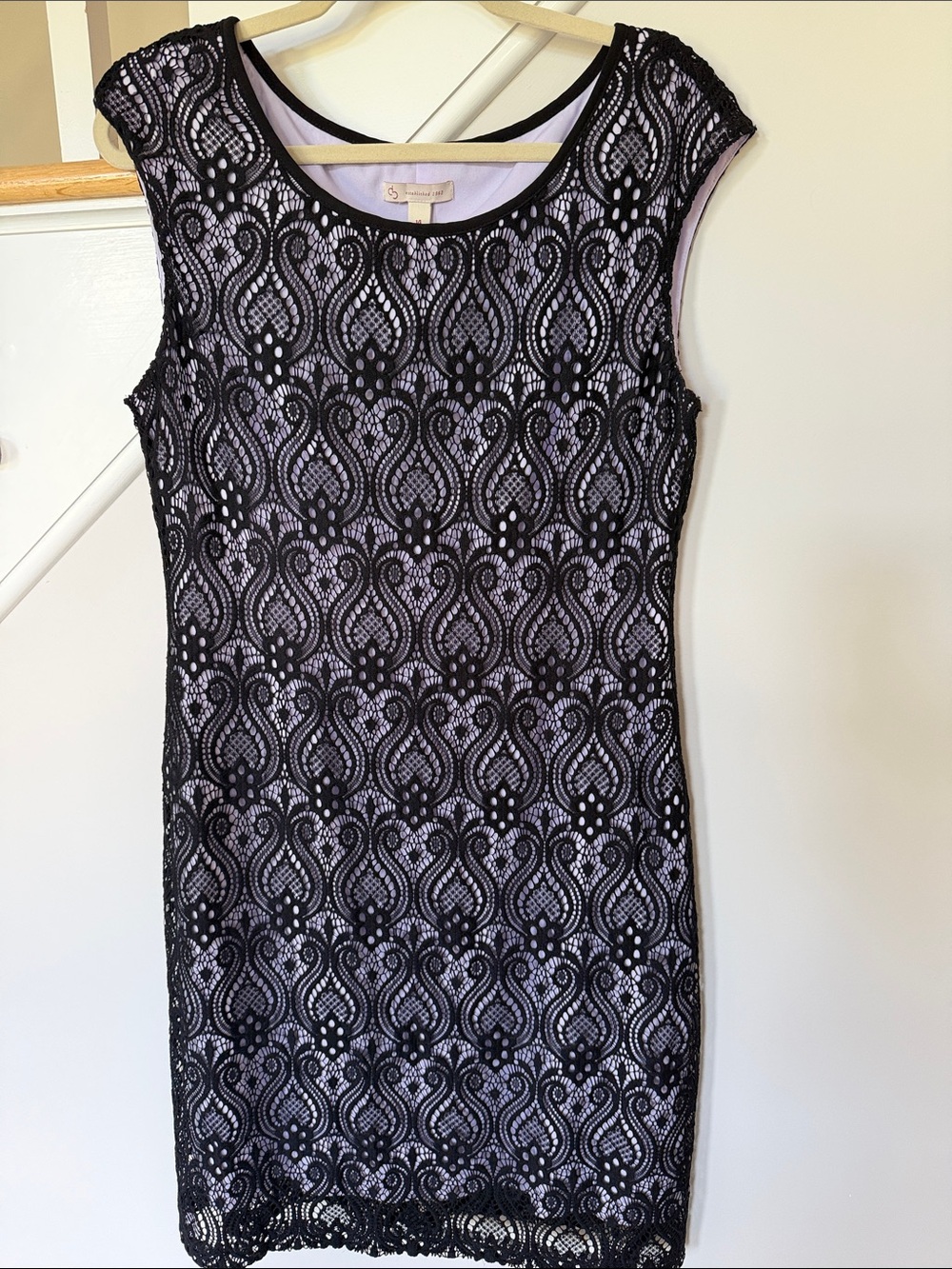 Black Lace Overlay Dress with Lilac Lining